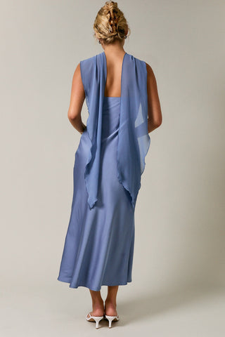 EDEN MIDI DRESS - DUSTY BLUE
