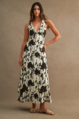 SPARTA V NECK MIDI DRESS - CREAM