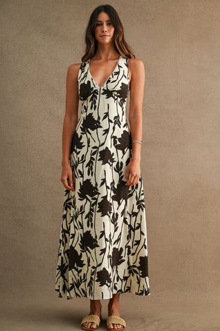 SPARTA V NECK MIDI DRESS - CREAM