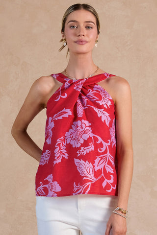 MARGOT TWIST HALTER NECK - RED
