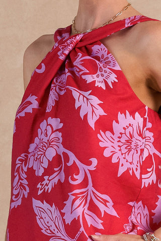 MARGOT TWIST HALTER NECK - RED
