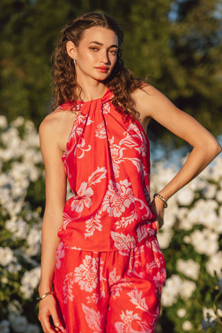 MARGOT TWIST HALTER NECK - RED