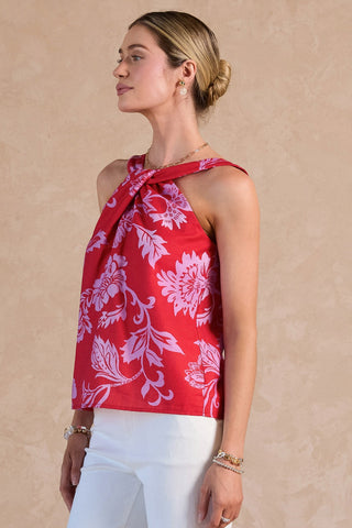 MARGOT TWIST HALTER NECK - RED
