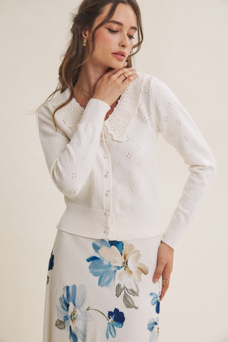 FINLEY CROCHET PEARL CARDIGAN