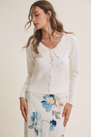 FINLEY CROCHET PEARL CARDIGAN