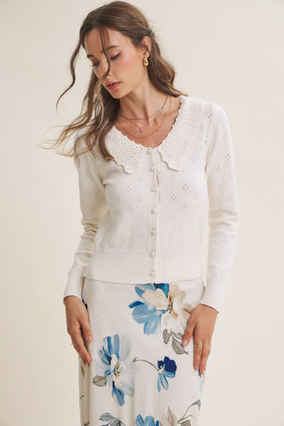 FINLEY CROCHET PEARL CARDIGAN