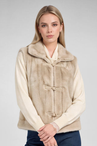 MACLA FUR VEST - LIGHT TAUPE