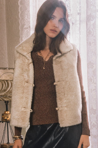 MACLA FUR VEST - LIGHT TAUPE