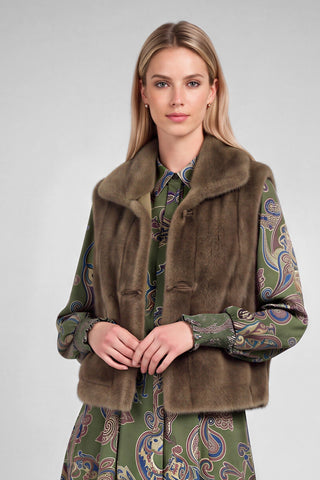 MACLA FUR VEST - ASH BROWN