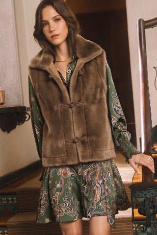 MACLA FUR VEST - ASH BROWN