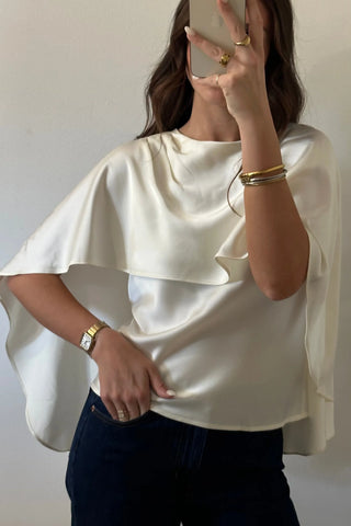TEAGAN CAPE SATIN TOP