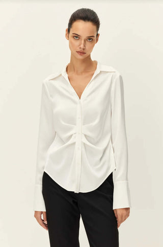ALENIS PLEAT SHIRT - IVORY