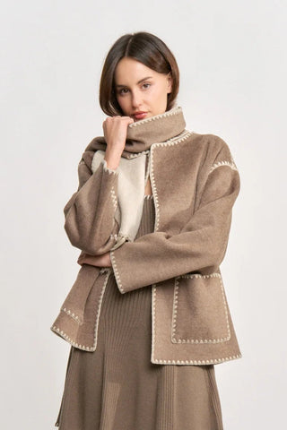ELARA  CONTRAST  COLOR OVERSIZE COAT