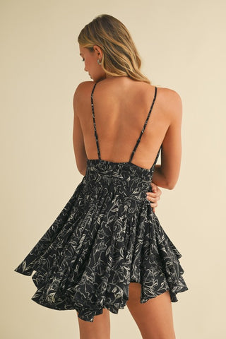FLORAL FLARE MINI DRESS