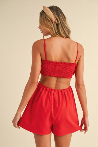 ALLET LINEN JUMPSUIT - RED