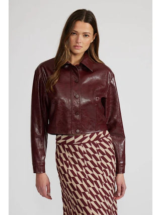 WINE FAUX LETHER JACKET