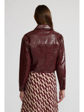 WINE FAUX LETHER JACKET