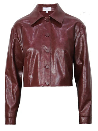 WINE FAUX LETHER JACKET
