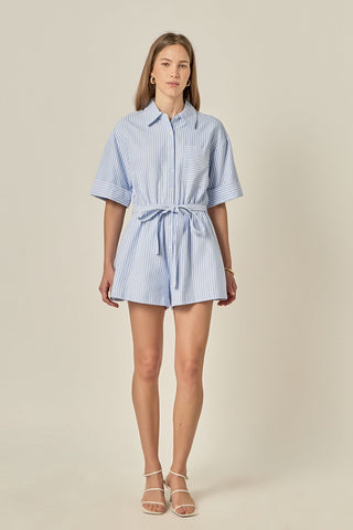 OXFORD ROMPER - POWDER BLUE STRIP