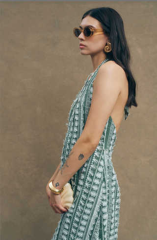 MACLA V NECK MIDI DRESS