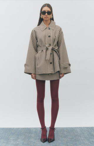 MARILYN BROWN GINGHAM TRENCH JACKET