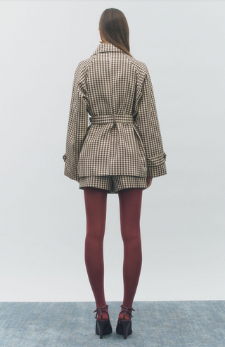 MARILYN BROWN GINGHAM TRENCH JACKET