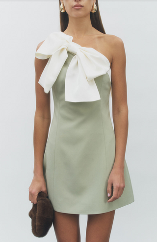 BERNIECE ONE SHOULDER BOW MINI DRESS
