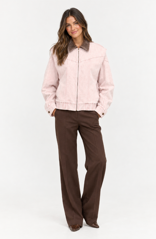 ORIANA  - OVERSIZED DENIM JACKET W/ CORDUROY COLLAR 