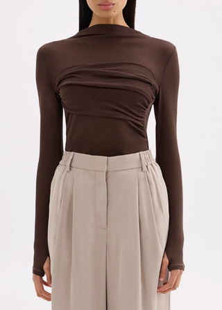 TILSA MESH TOP - CHOCOLATE