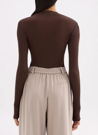 TILSA MESH TOP - CHOCOLATE