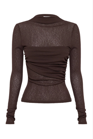 TILSA MESH TOP - CHOCOLATE