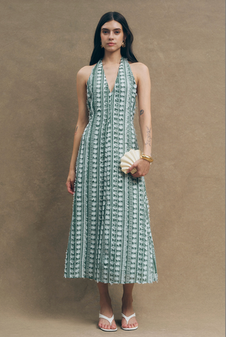 MACLA V NECK MIDI DRESS