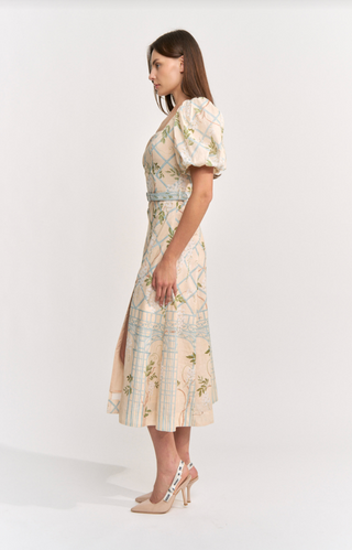 VICTORIA PINTUCK DETAIL CORSET MIDI DRESS