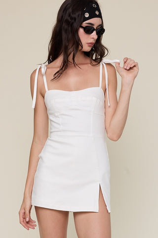 MONACO MINI DENIM DRESS - WHITE