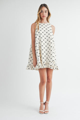 Melba Bow Printed Mini Dress