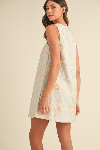 Lia Floral Print Square Neckline Mini Dress