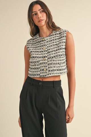 ANNIE TWEED CROP VEST